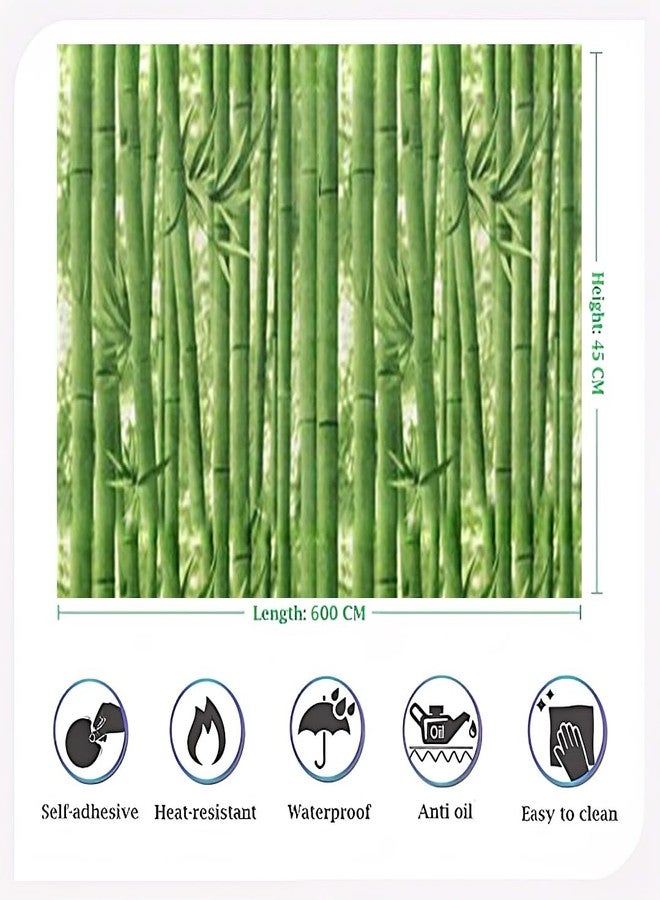 JAAMSO ROYALS ورق جدران JAAMSO ROYALS بنقشة شجرة الخيزران الخضراء، ورق جدران، ورق جدران لتزيين الجدران، ورق جدران، ملصقات جدارية للمطبخ (18 بوصة × 236 بوصة = 30 سم قدم مربع) - Image 2